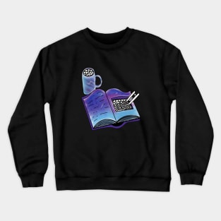 Magical book with a cup of coffee. Crewneck Sweatshirt